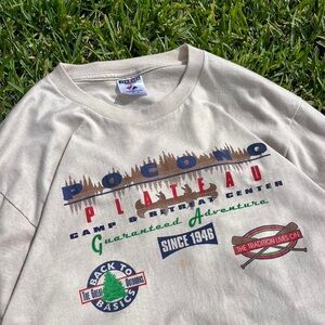 Vintage 1998 Jerzees Outdoor Camping Beige Long Sleeve Shirt